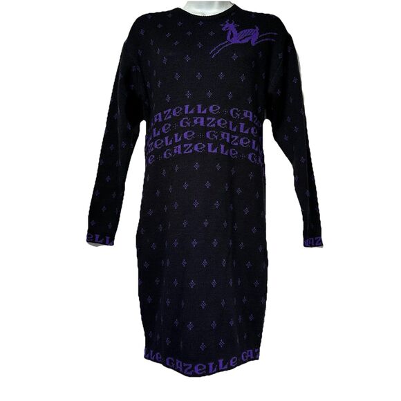 darria gazelle long sleeve purple black sweater dress Size L - Picture 1 of 10